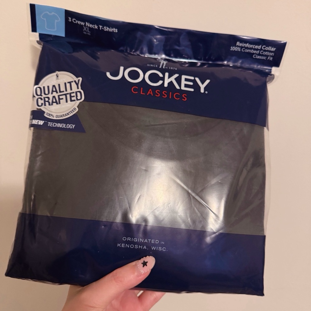 NIB Jockey Classic Fit 3 Pack Crew Neck Tees in Black Size XL Men Tshirt